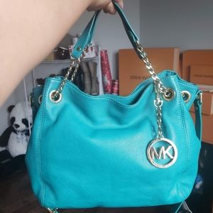 MICHAEL KORS teal crossbody tote